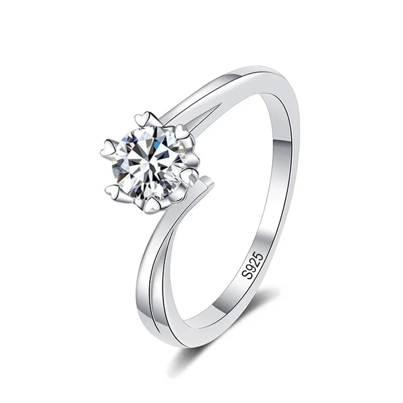Anel solitário de moissanite 0,5ct com aro torcido sobre fundo branco