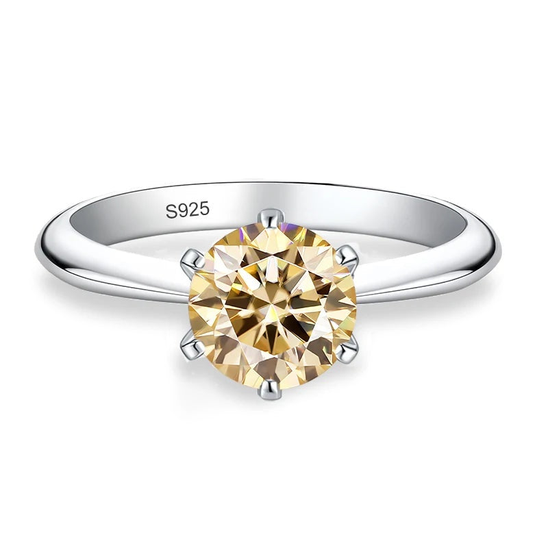 Anel solitário de moissanite champanhe com aro liso