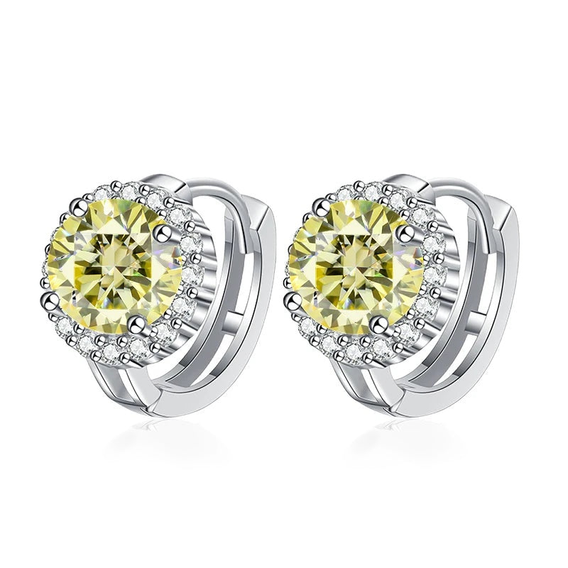 Argolinha halo redondo de moissanite amarela