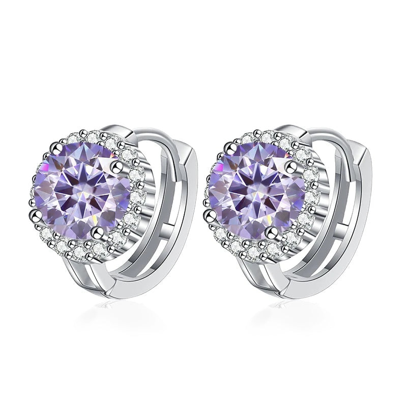 Argolinha halo redondo de moissanite lilás