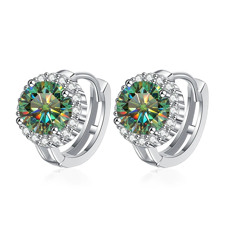 Argolinha halo redondo de moissanite verde