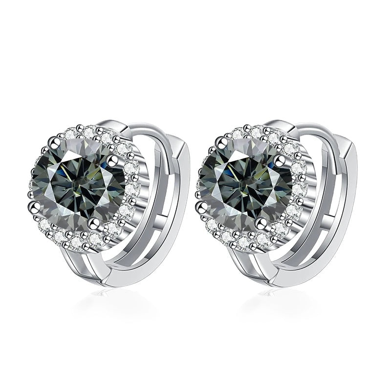 Argolinha halo redondo de moissanite cinza