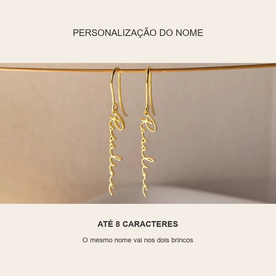 Brincos com nome pendente: até 8 caracteres, o mesmo nome nos dois brincos
