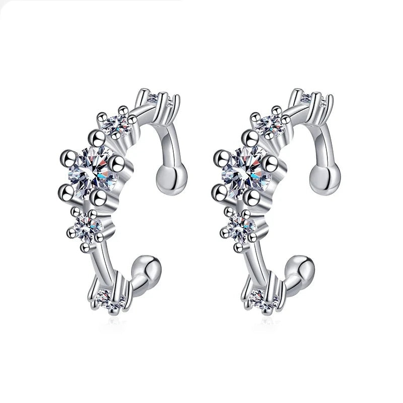 Par de brincos ear cuff de moissanite em prata 925