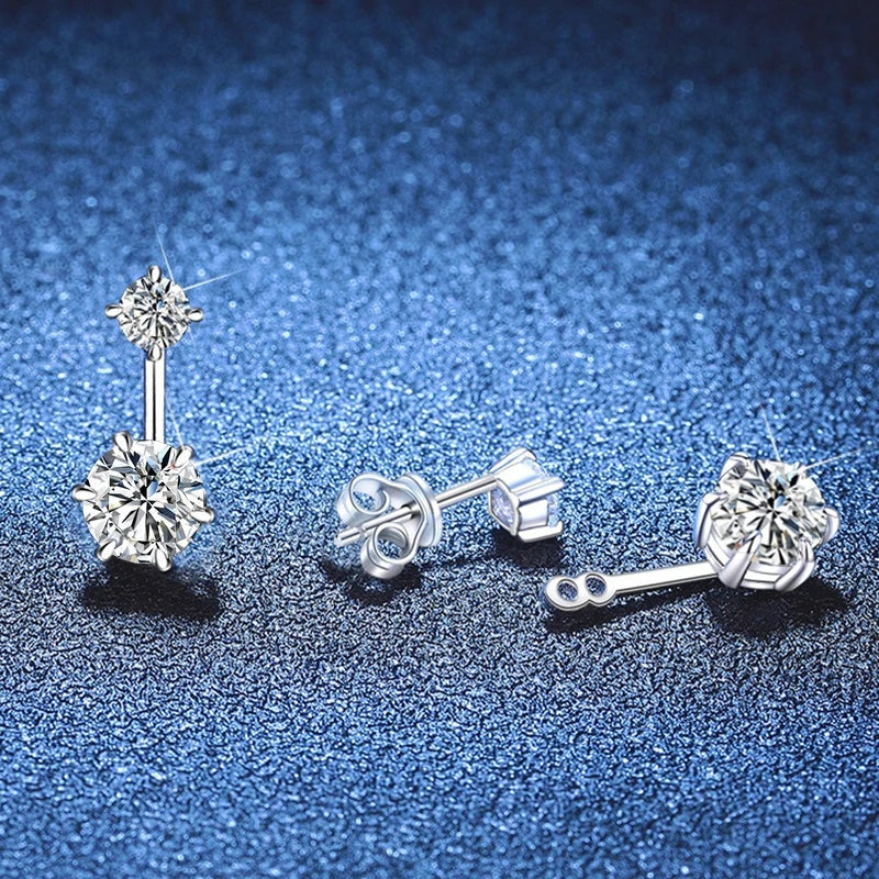 Ear jacket de moissanite com a peça de trás separada