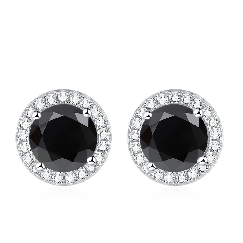Brinco ponto de luz halo de moissanite preta