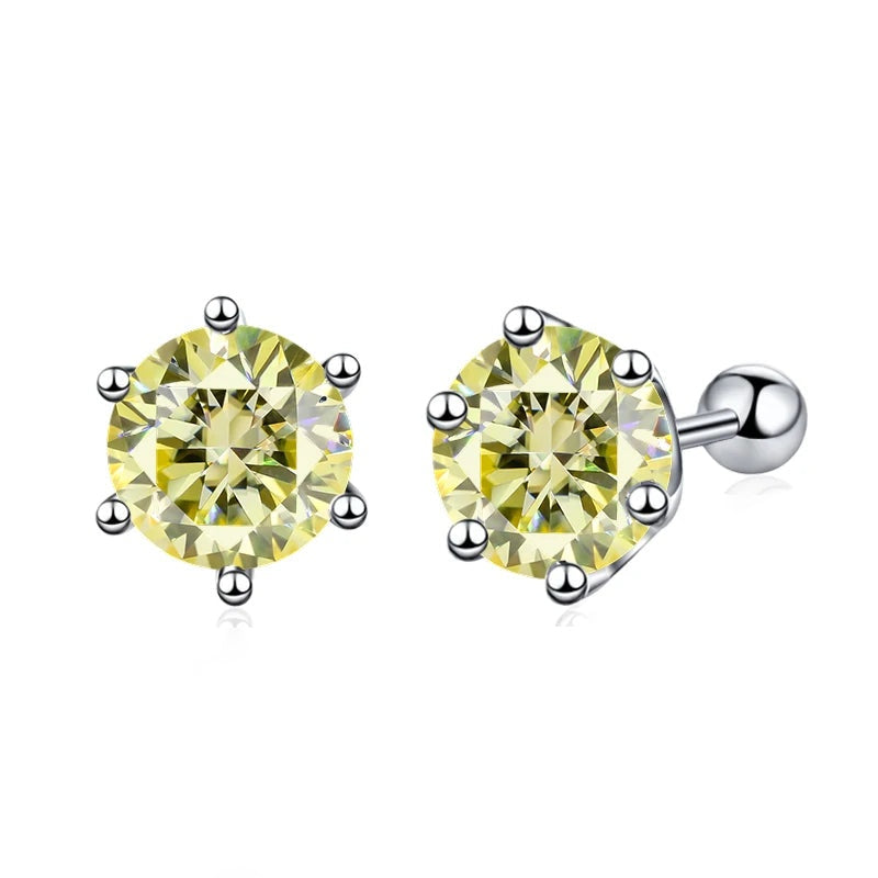 Brinco ponto de luz de moissanite amarela