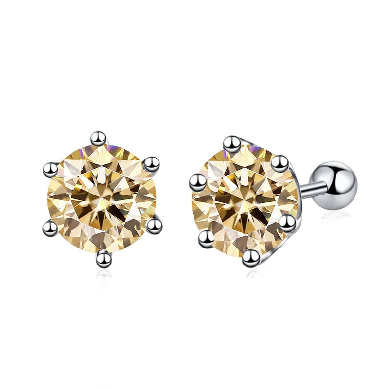 Brinco ponto de luz de moissanite champanhe
