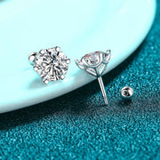Brinco ponto de luz de moissanite branca com tarraxa em bolinha