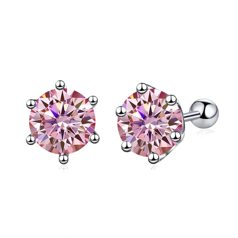Brinco ponto de luz de moissanite rosa