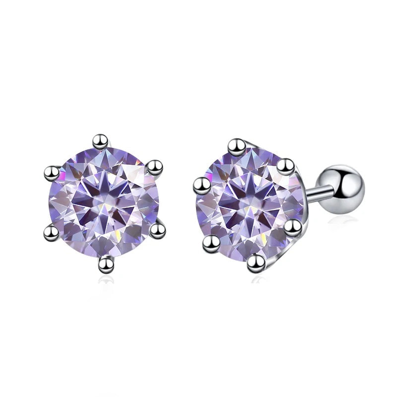 Brinco ponto de luz de moissanite lilás