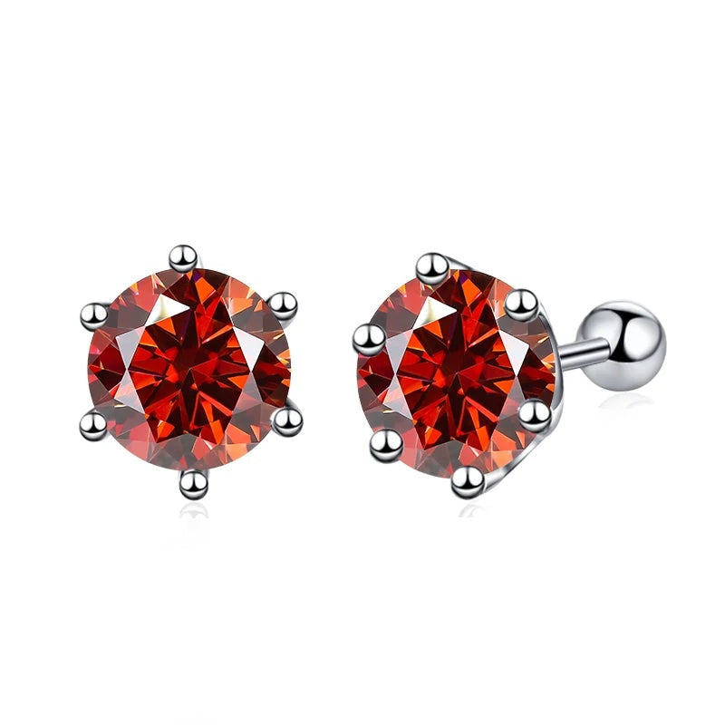 Brinco ponto de luz de moissanite vermelha
