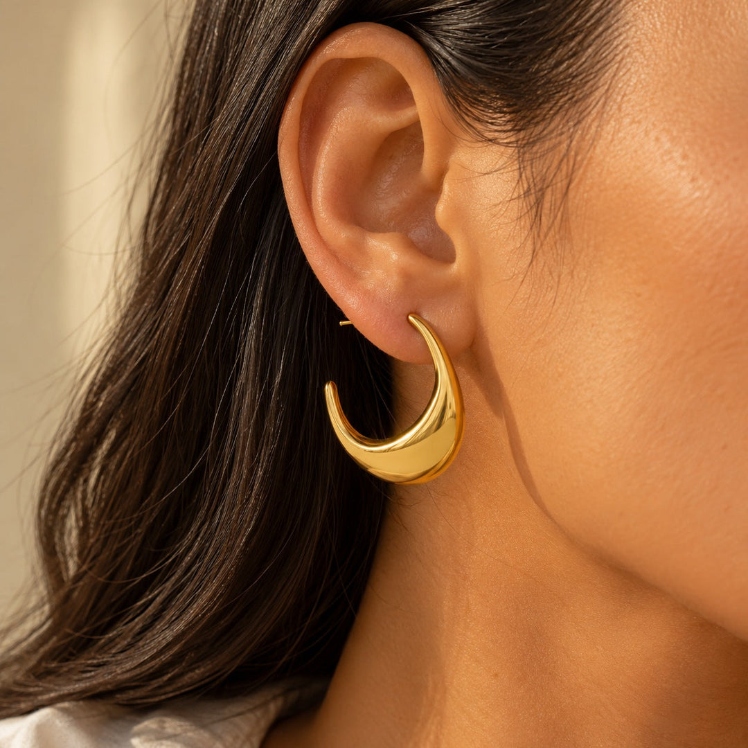 Brinco Feminino Argola Bold Luxo Em Aço Inoxidável Dourado