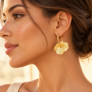 Brinco Feminino Flor Pendente em Aço Inoxidável