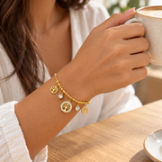 Pulseira Árvore da Vida Cristal – Aço Inoxidável com Pingentes Delicados