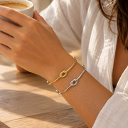 Pulseira Feminina Trançada Vintage Em Aço Inoxidável