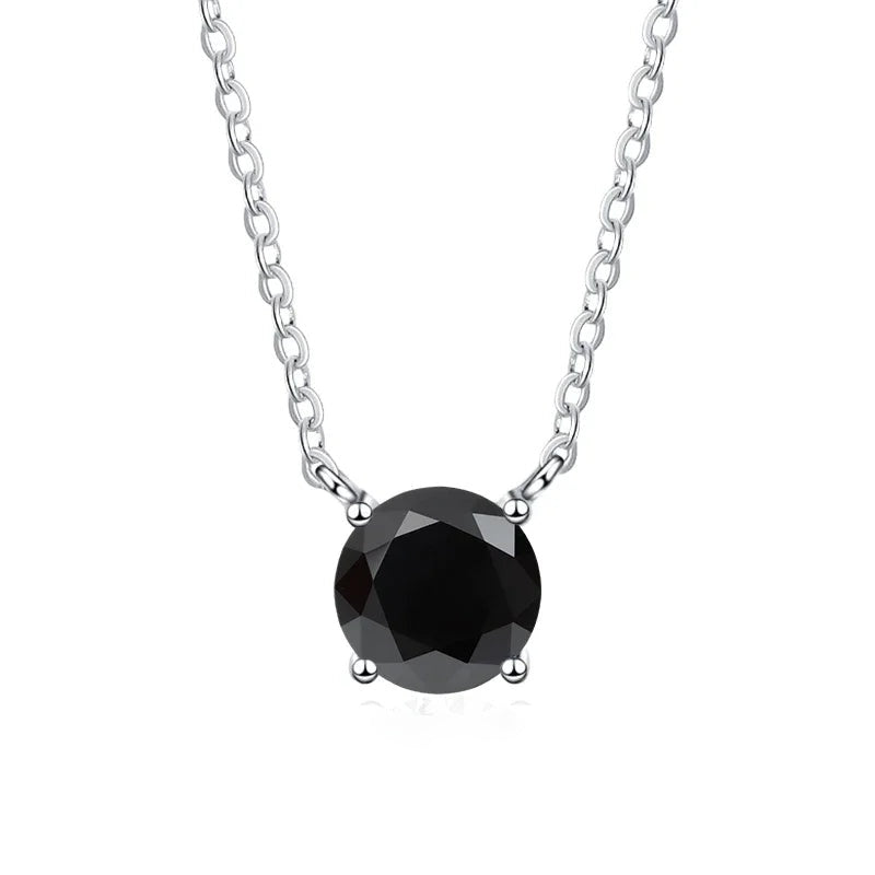 Colar moissanite preta presa na corrente de prata 925