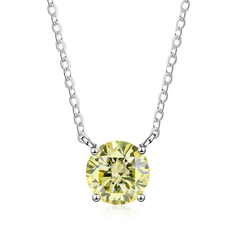 Colar moissanite amarela presa na corrente de prata 925