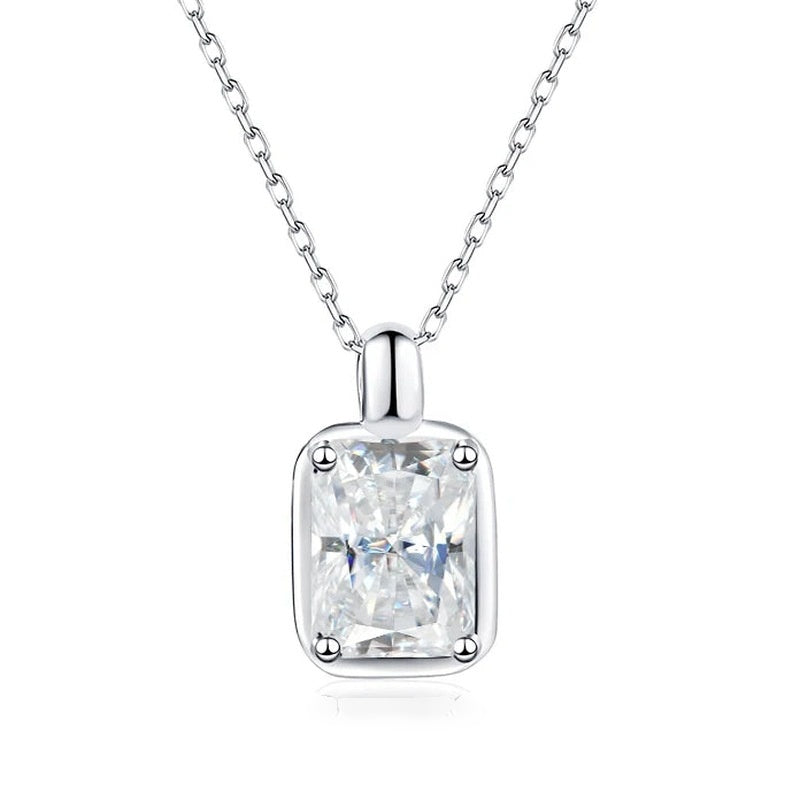 Colar moissanite retangular lapidação radiante em prata 925