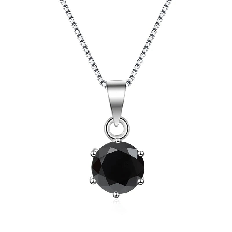 Colar solitário de moissanite preta 6 garras