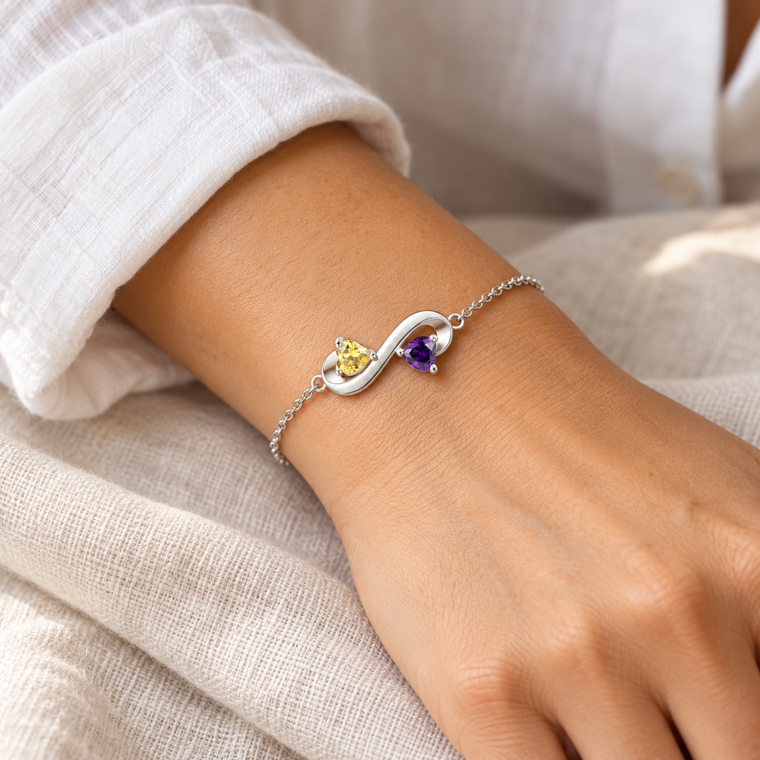 Pulseira Personalizada com Nome e Pedra do Mês
