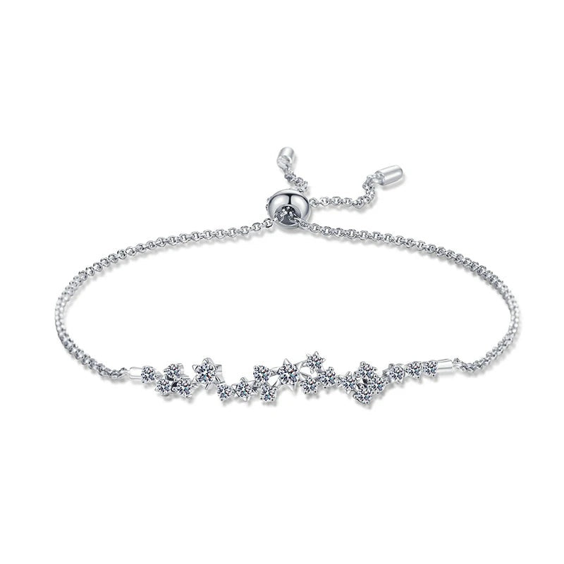 Pulseira com ramo de moissanites cor ouro branco