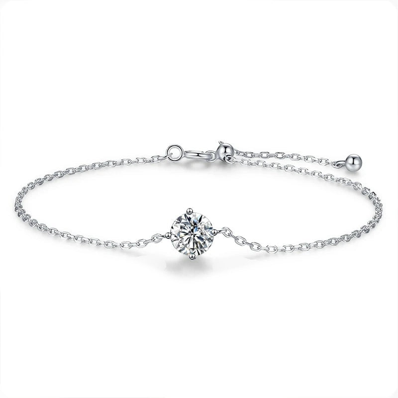 Pulseira ponto de luz de moissanite 1 ct em prata 925