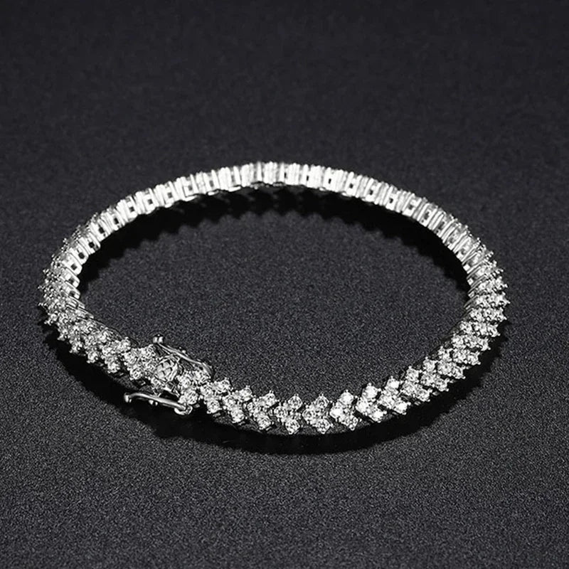 Pulseira de moissanite espinha de peixe vista de cima