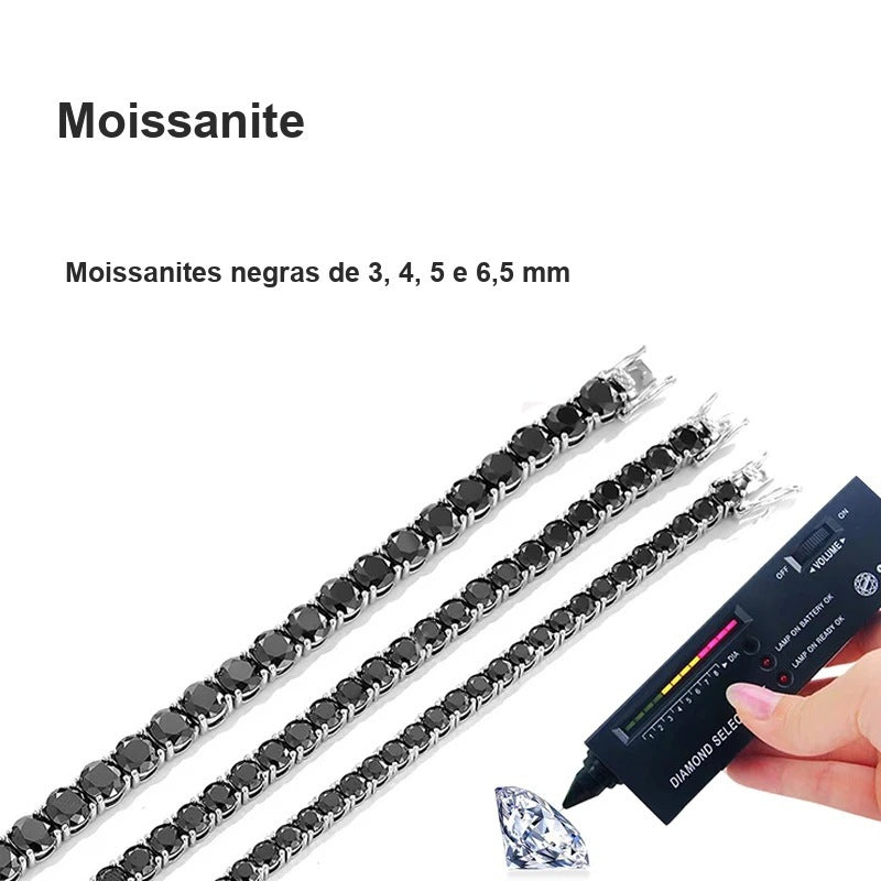 Moissanites negras de 3, 4, 5 e 6,5 mm
