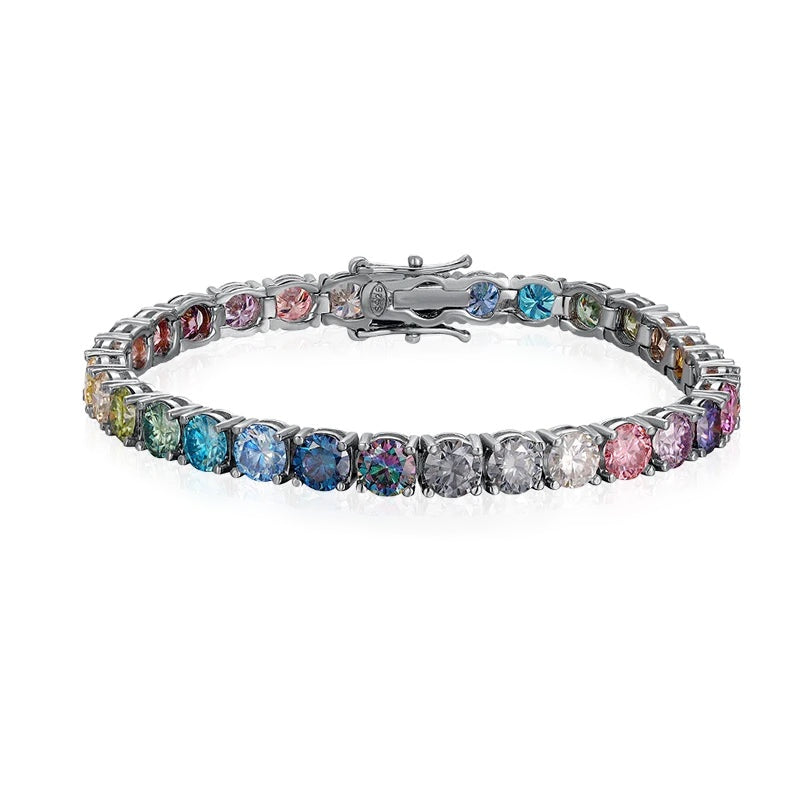 Pulseira tennis multicolor de moissanite de 5 mm